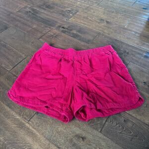 Maurices Women's Medium Red Linen Blend Shorts Elastic Waist 4"